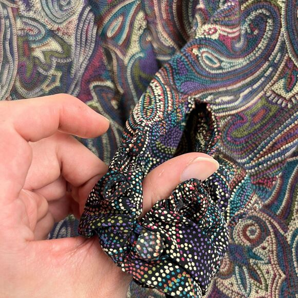 70s/80s abstract 6P blouse by Nicole Blake Petites, vintage psychedelic top - Picture 6 of 10